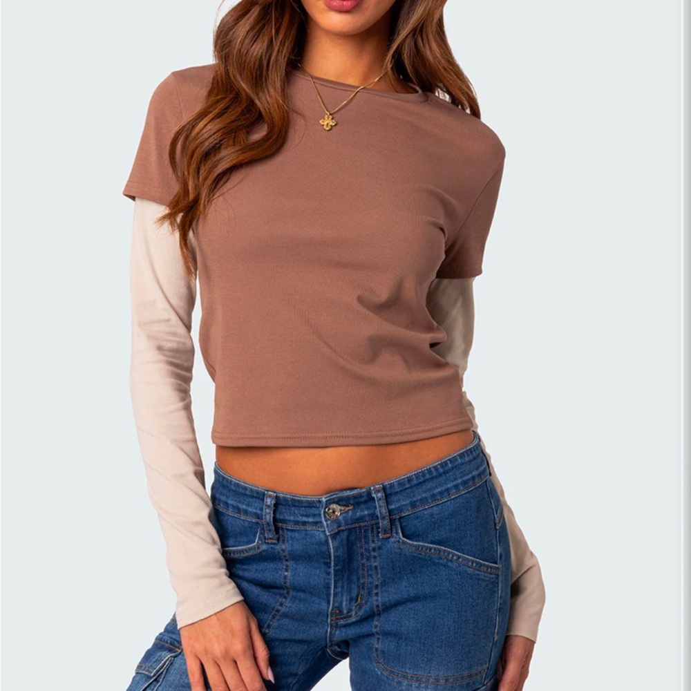 Brown Layered Kids Shirt